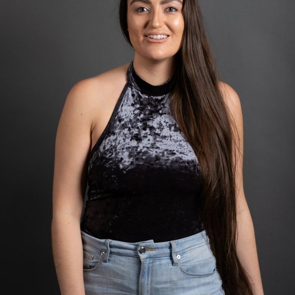 Charcoal Velvet Bodysuit by Forever 21 - Picture 2 of 11